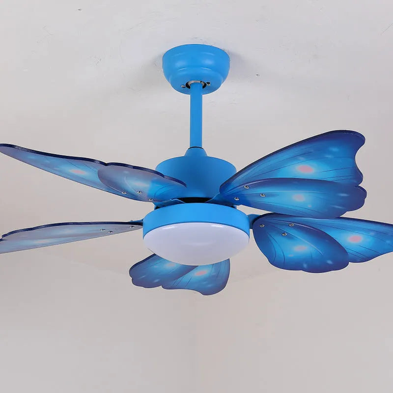 Ceiling fan chandelier with acrylic shade and wooden blades, 42 inches, remote control