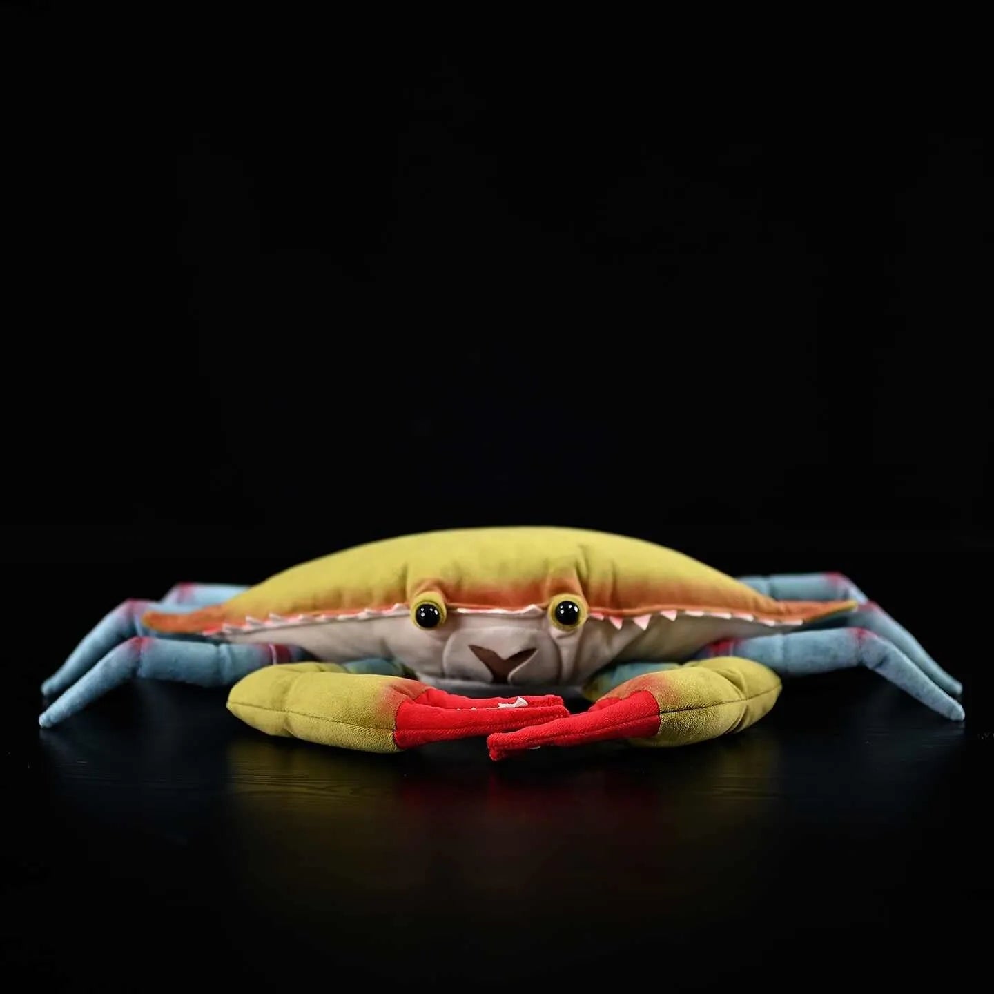 Super soft red sea crab plush toy with chemical fibre surface, 42cm wide from left foot to right foot