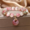 Natural gradient opal agate bracelet for women with pink stones and safety buckle pendant