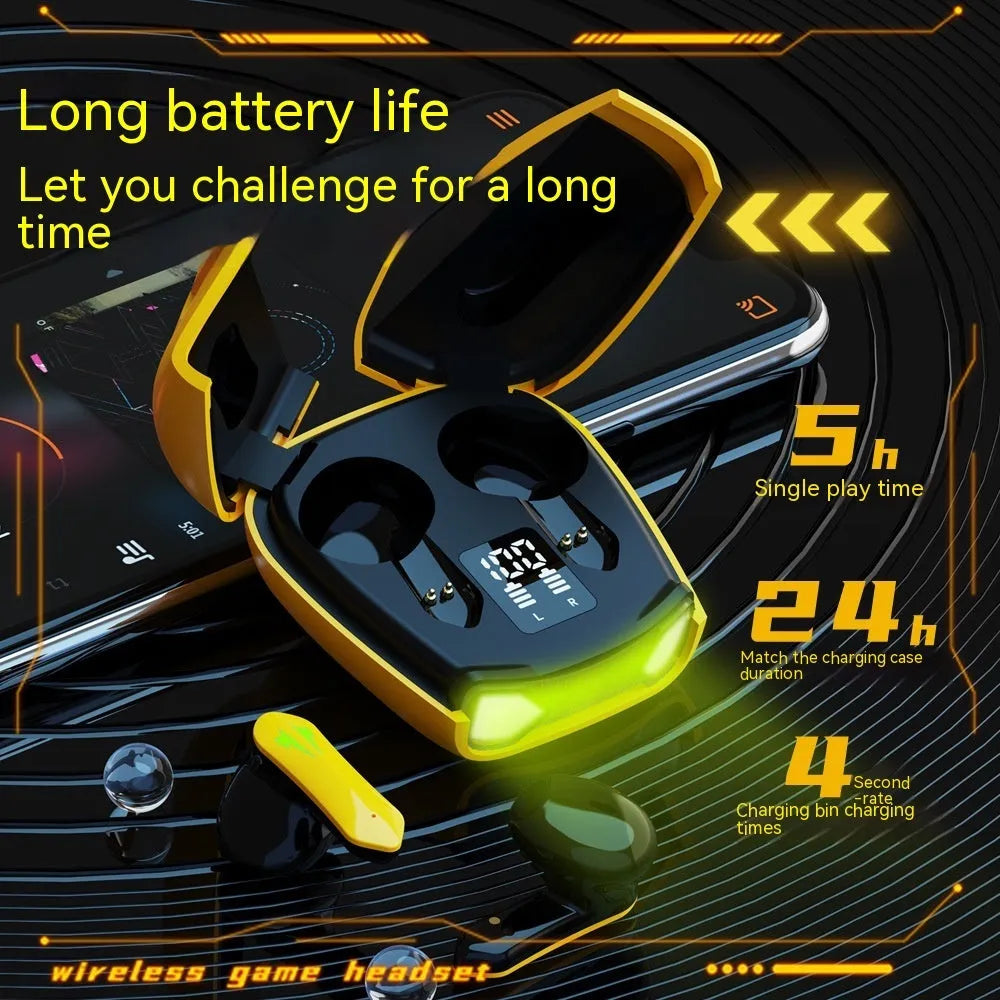 New wireless binaural TWS Bluetooth headset with digital display, black ABS earplugs, touch controls