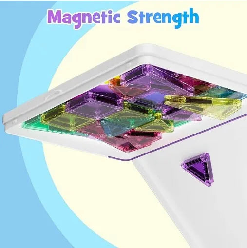 Educational magnetic building blocks toy with portable plastic magnetic sheets for teenagers, 20 to 74 pieces
