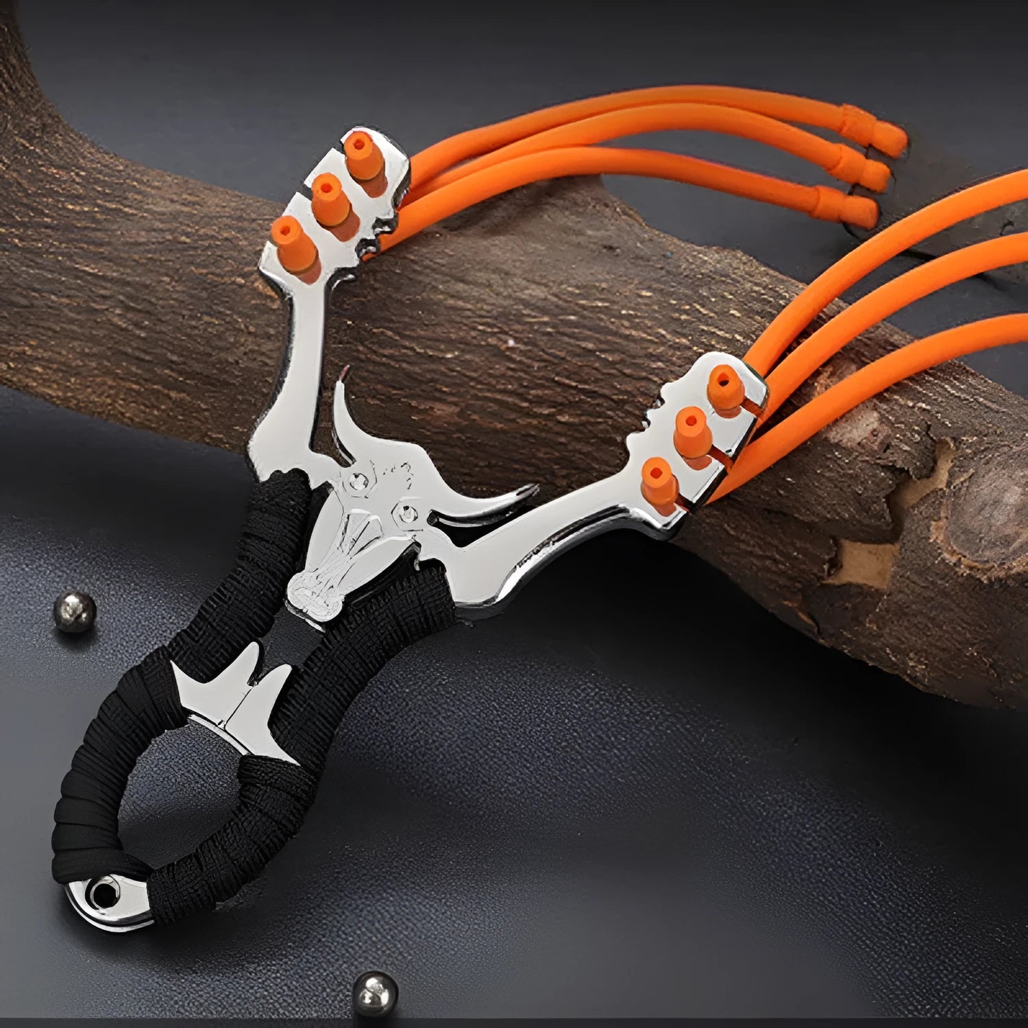 Traditional zinc alloy slingshot with dawei power card ball bow construction