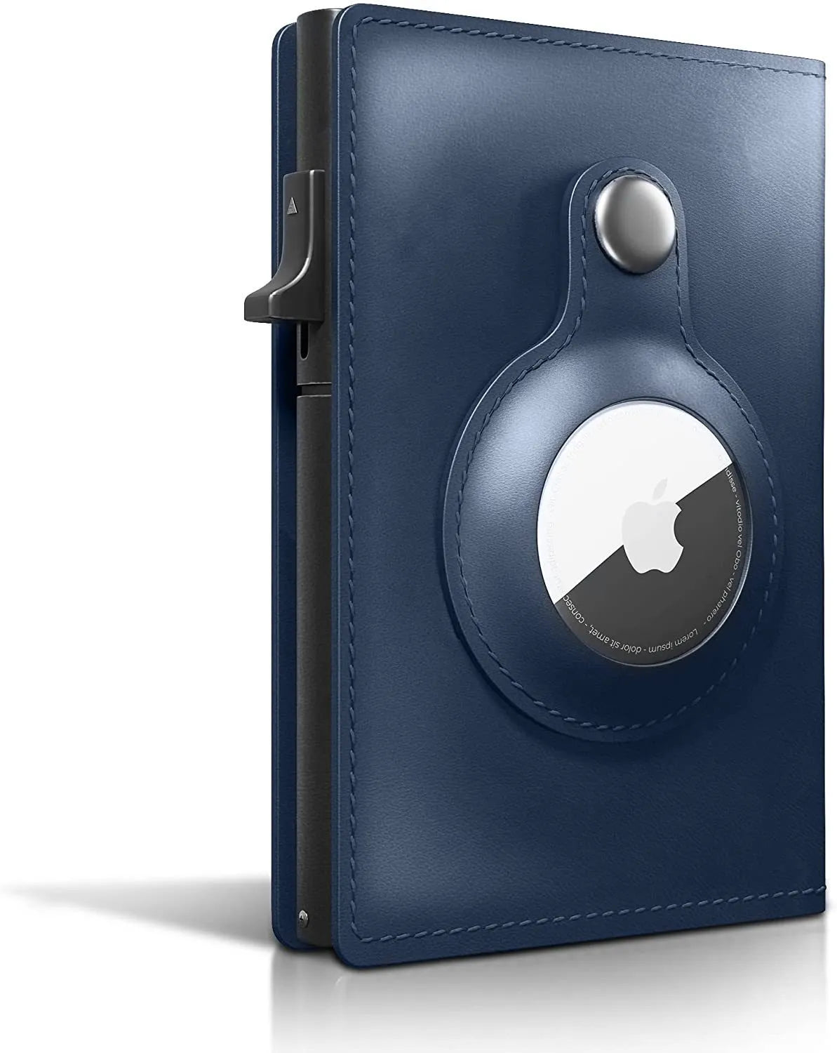 Genuine leather Crazy Horse card holder wallet with multiple card slots and air tag compartment in brown finish