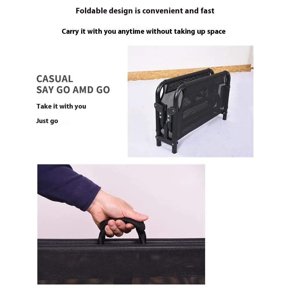 Steel frame dog camp bed with mesh sides and mattress in various size options