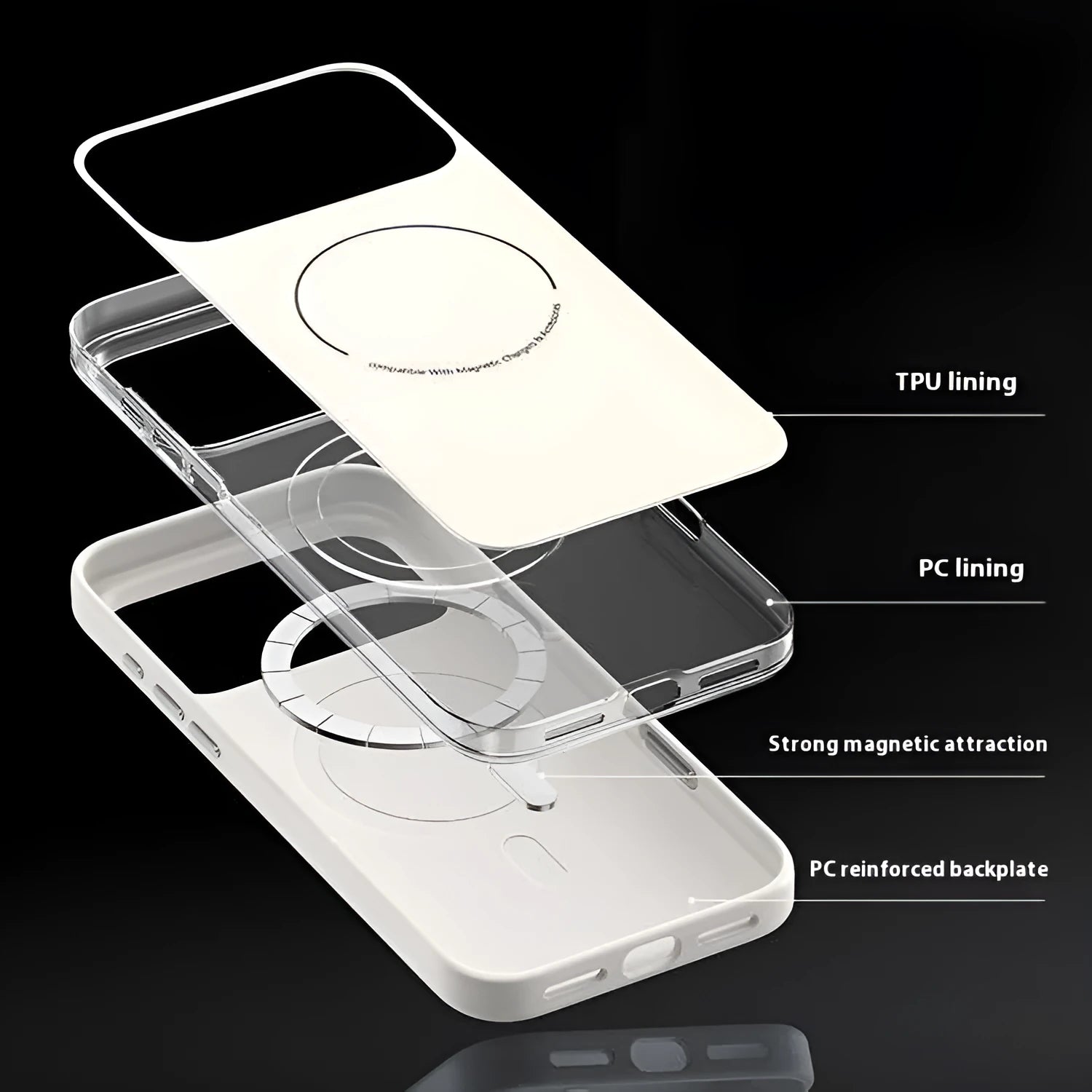 Frosted matte magnetic protective case for iPhone 17 series with camera button cover
