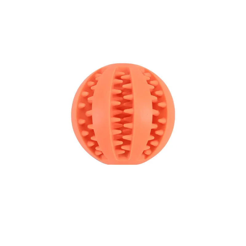 Small pink rubber dog chew toy with a 5 cm diameter for molar cleaning and self-entertainment