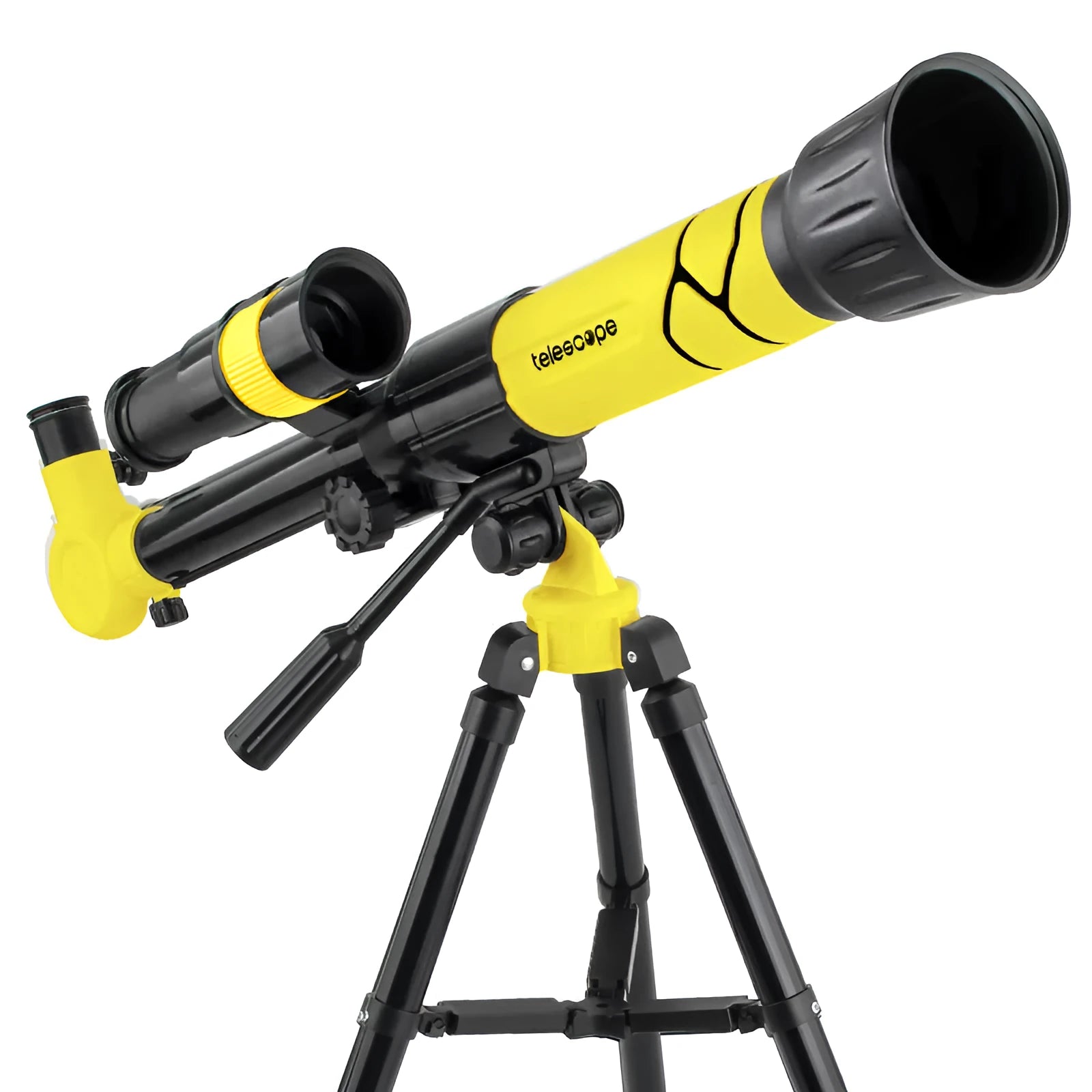 White 150X kids astronomical telescope on tripod compatible with Apple iPhone