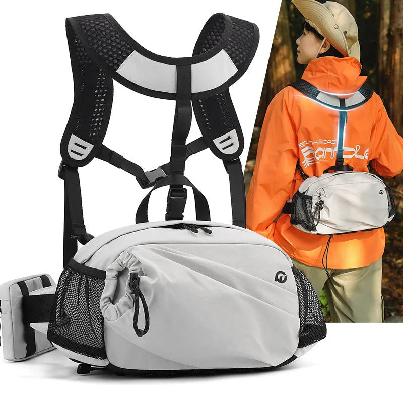 Unisex nylon backpack with detachable waist bag in five colour options