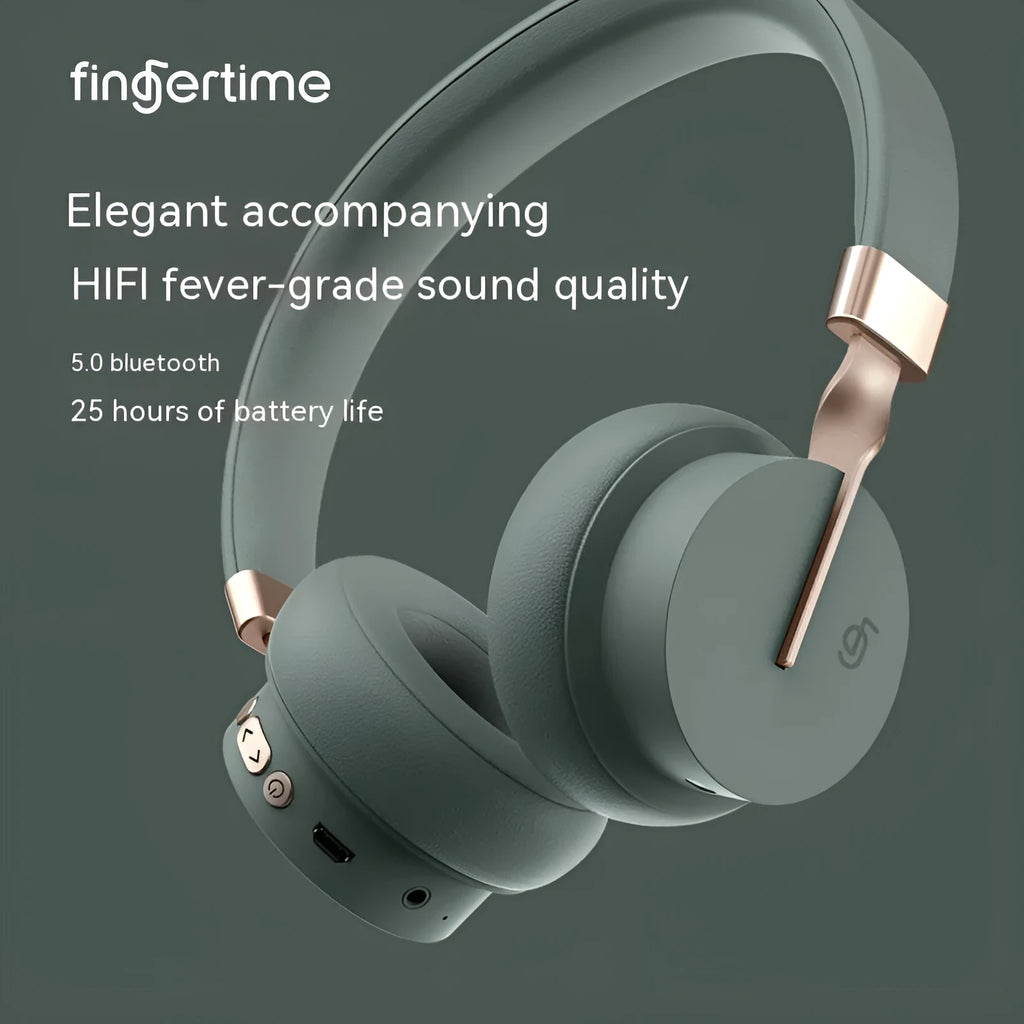 Solid colour headworn Bluetooth headset in one of five colours: green, black, blue, red, or white.