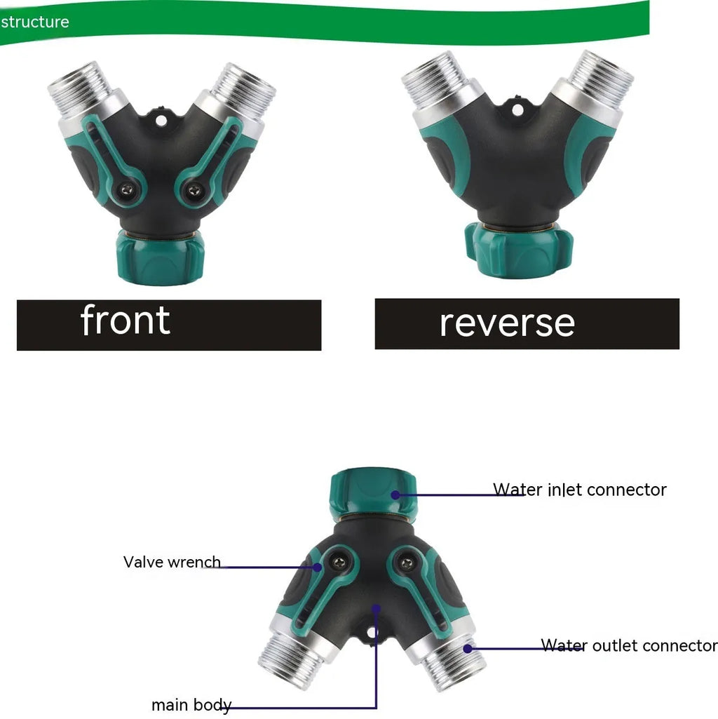 Garden zinc alloy ball valve diverter with 6 hose connection points for irrigation control
