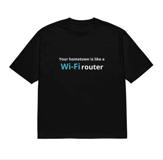 Front view of a black men's loose-fit t-shirt with a large 3D digital printed cartoon design on the chest.