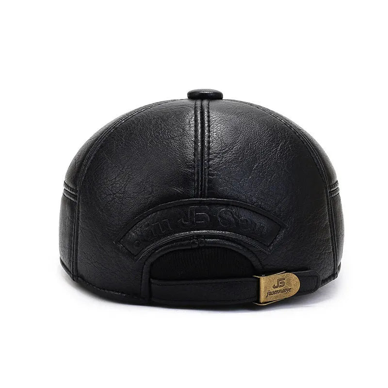 Korean style men's peaked cap adjustable polyester conical crown black brown casual hat