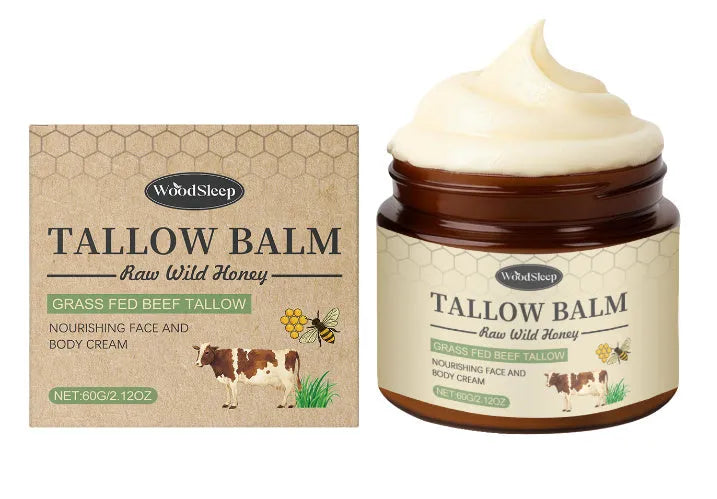 Cow fat honey moisturising cream 60g tube with tallow and honey ingredients