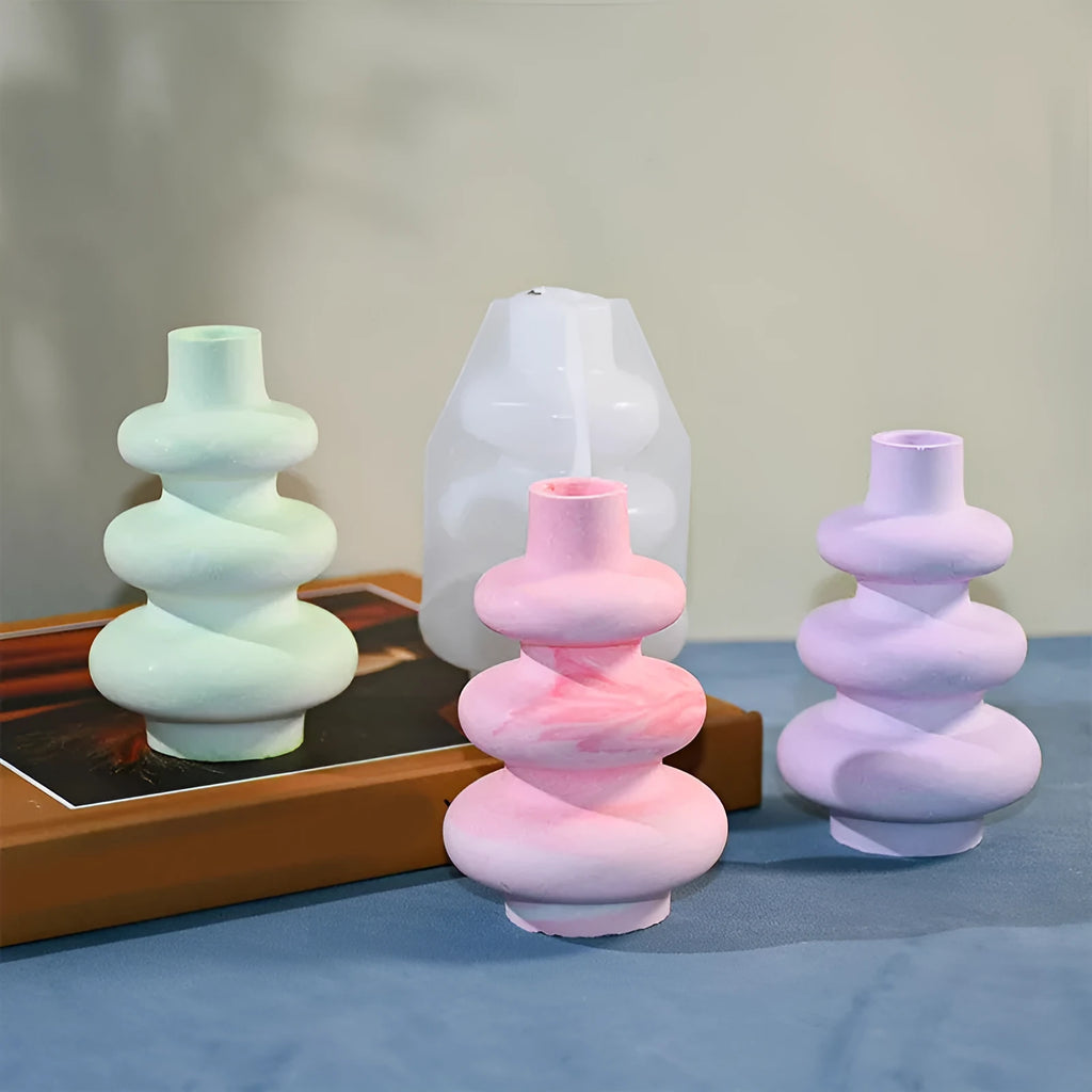 Three layer circle vase ornament silicone mold for baking and craft projects