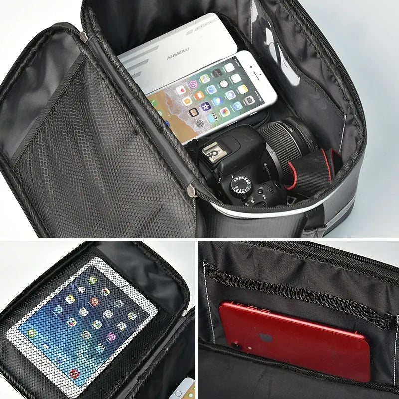 Black 12L waterproof backseat bag for car rack and bicycle equipment storage