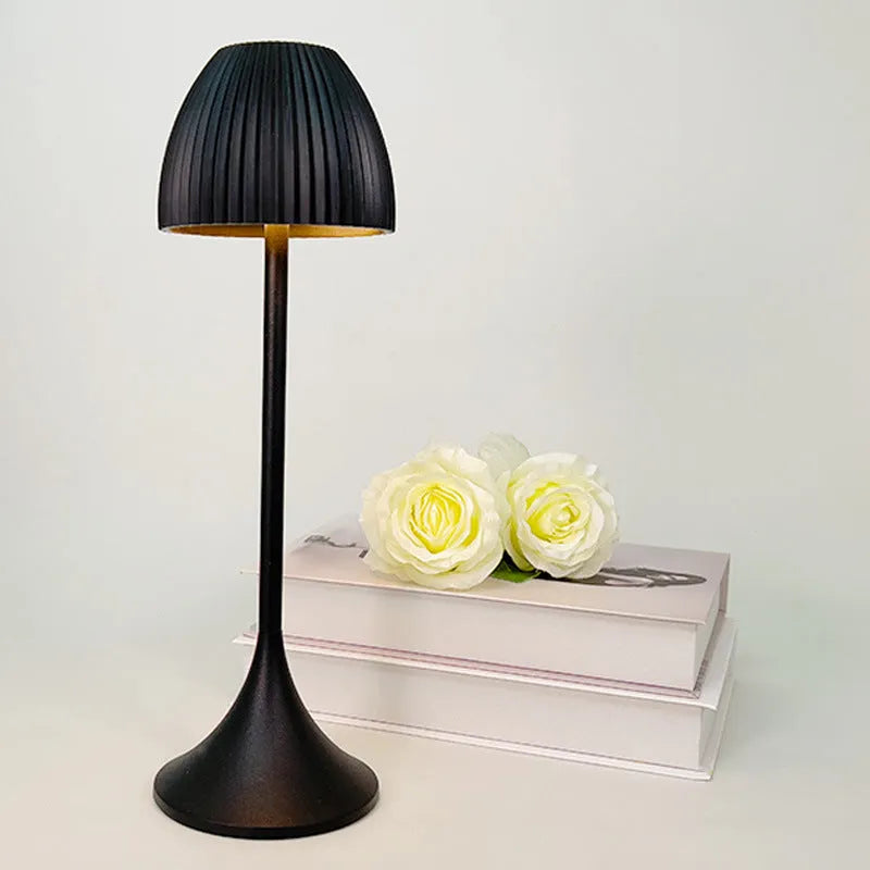 INS pattern dimming night lamp with thin round base in black and white options