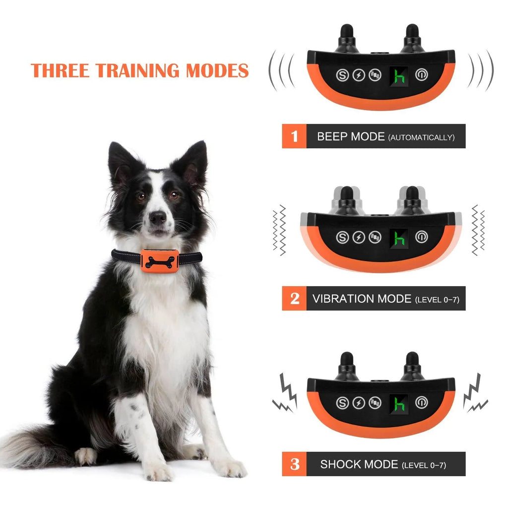 Electronic dog training device with digital display and shock collar, IP54 waterproof, rechargeable, black