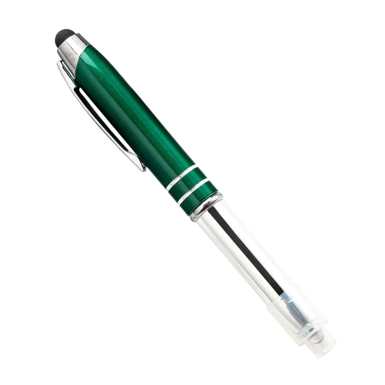 Metal multifunctional pen with capacitive stylus tip, ballpoint pen and LED light in five colour options