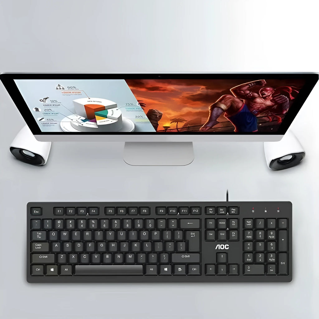 Black wired USB keyboard and mouse set KM160 with 1.5m cable for laptop and desktop computers