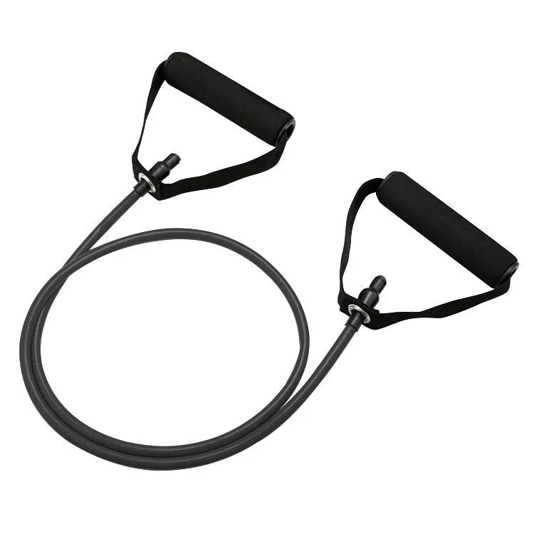 Yellow, green, red, blue, and black TPE chest expander with adjustable resistance levels.
