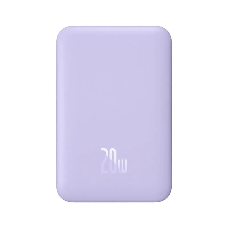Magnetic wireless power bank in silicone shell showing colour options