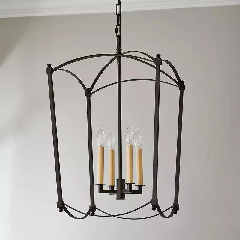 Vintage iron ceiling light with four heads in black or gold finish, 35cm diameter