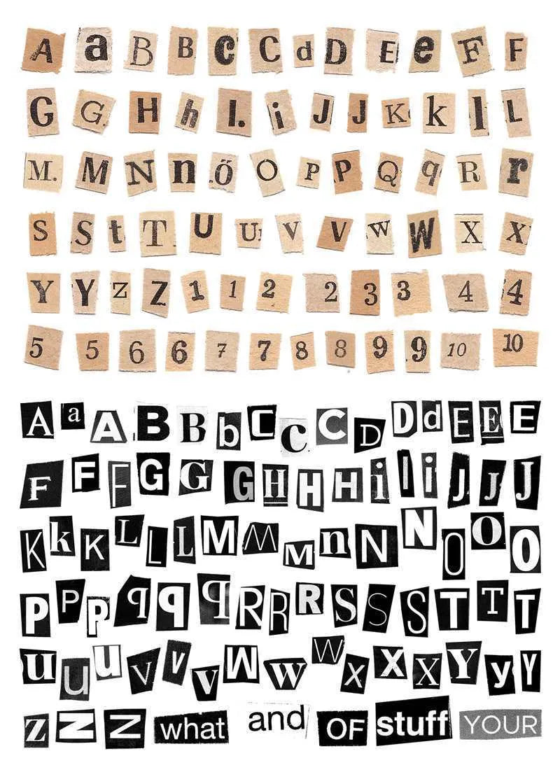 English letters and numbers symbol label sticker sheets showing alphabet sets and week words for decoration