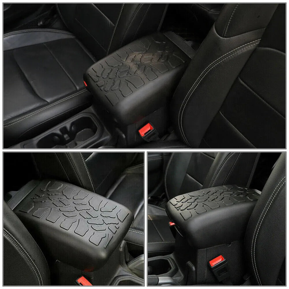 Black rubber central armrest pad for Jeep Wrangler JK JKU 2015-2018 interior centre console
