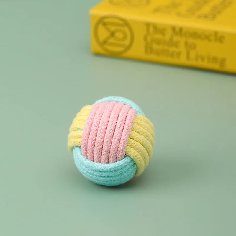 Handmade cat hair ball plush cotton toy measuring 5cm in blue powder, green blue and pink green colour options
