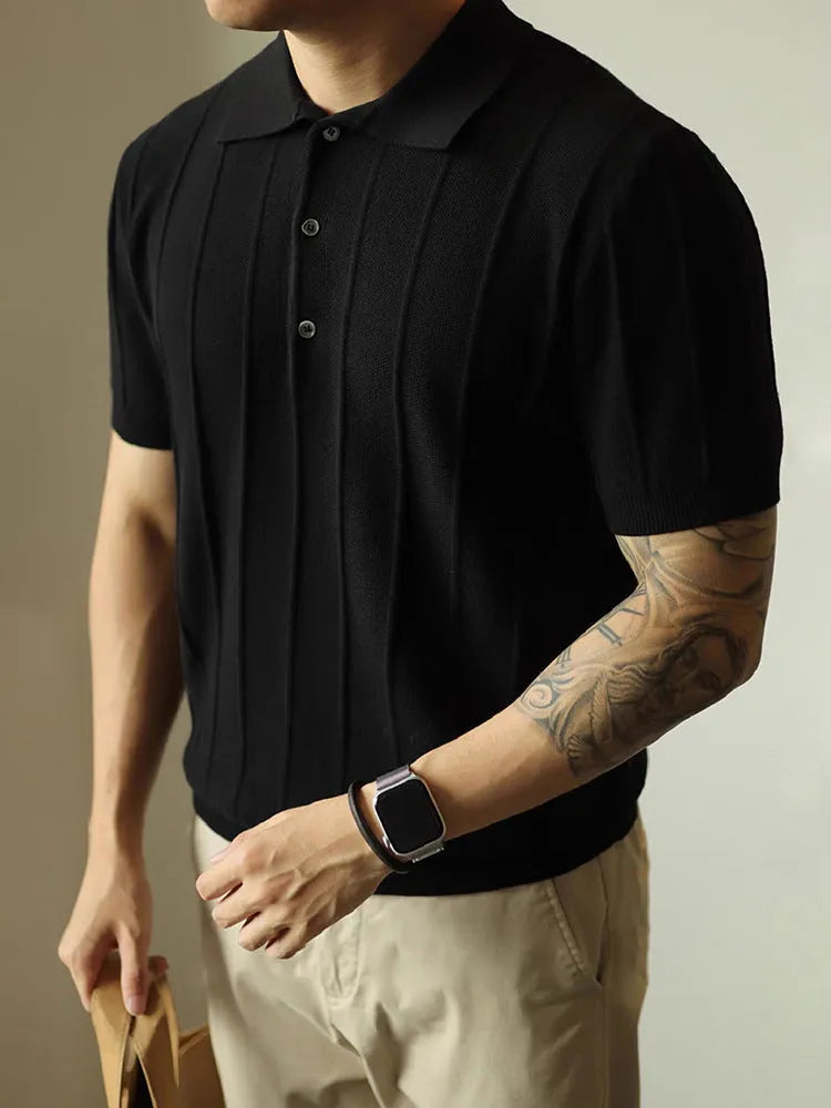 Men's loose fit solid colour T-shirt in black and white polyester fabric