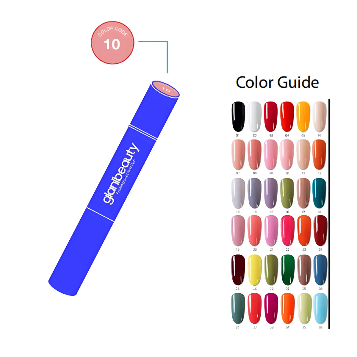 Professional nail art pen with fine brush tip, shown in six style collections including Aqua and Classic.