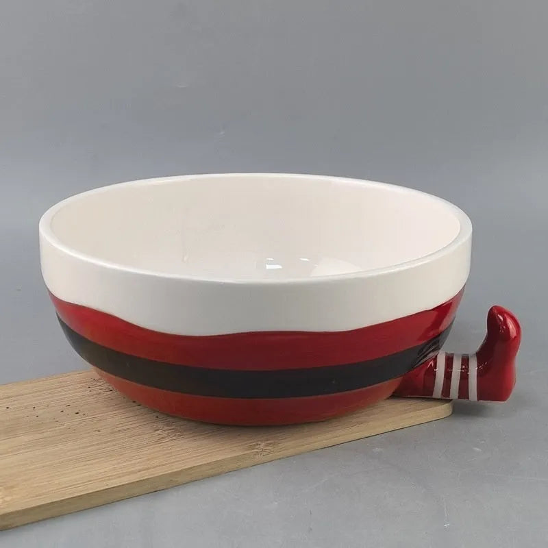 White porcelain Christmas fruit plate snack tray with modern simple design