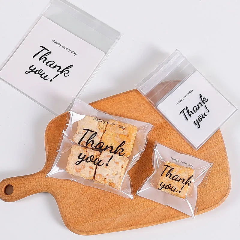 Self-adhesive OPP packaging bag for snowflake cookies, 10x10 cm, moisture-proof, clear simple style