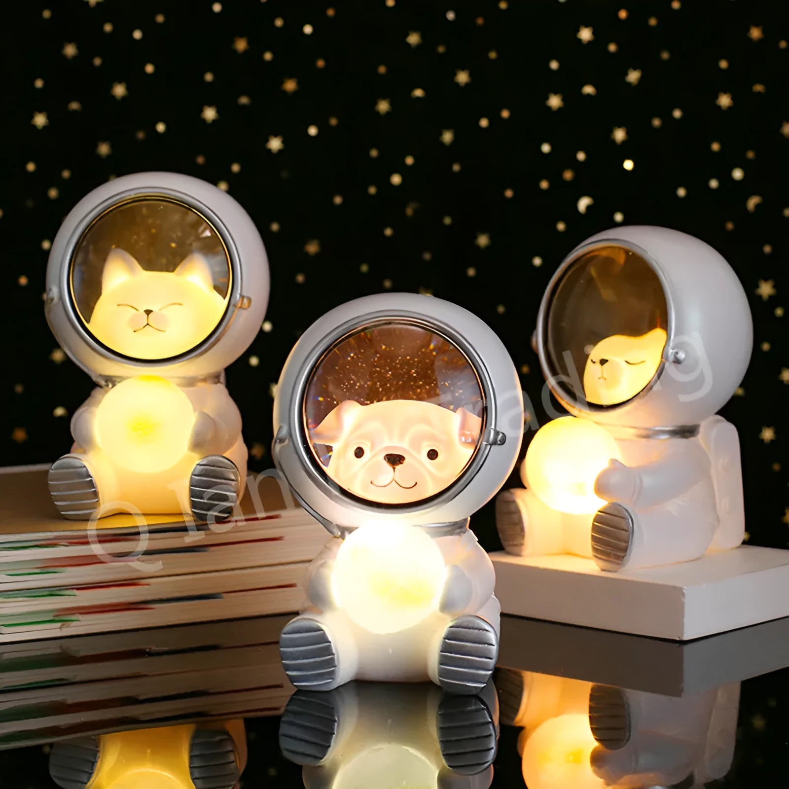 Resin animal starry sky night light with LED lighting and battery operation