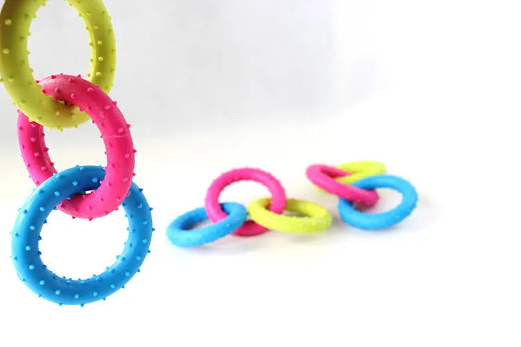 TPR rubber three-chain dog molar chew toy for aggressive chewers