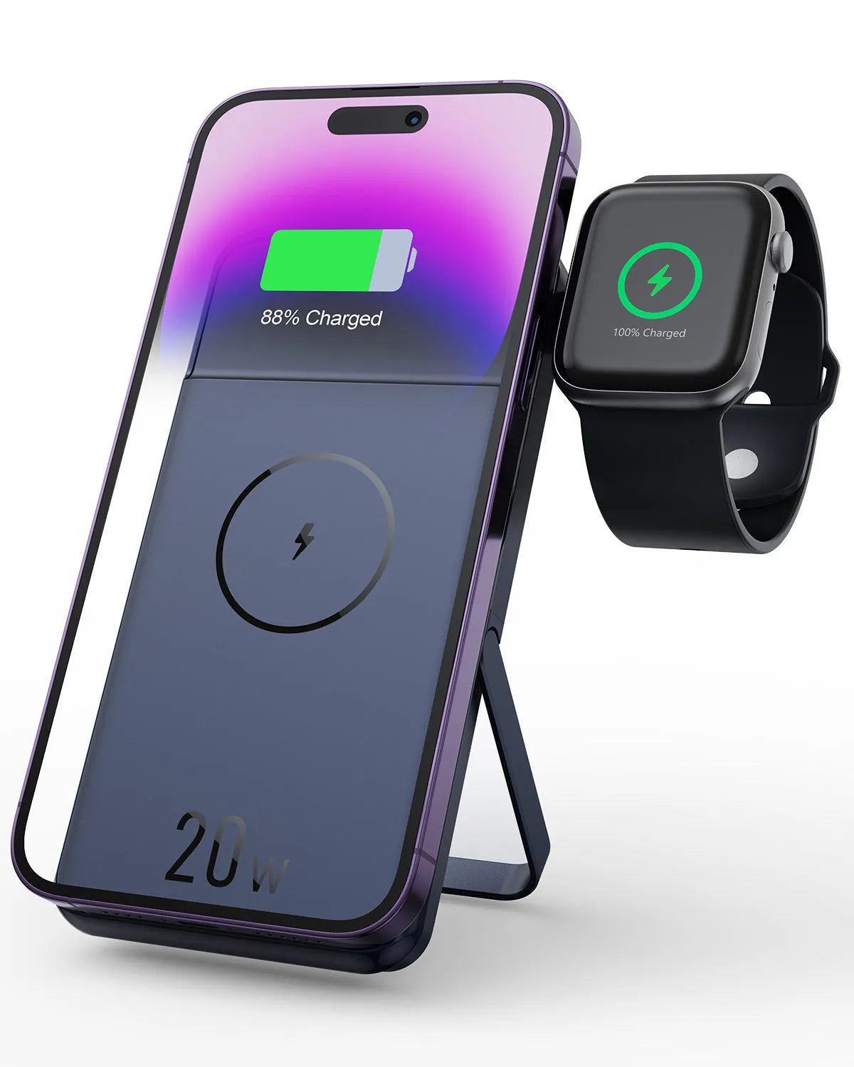 Black magnetic wireless power bank with 10000mAh capacity and industrial design