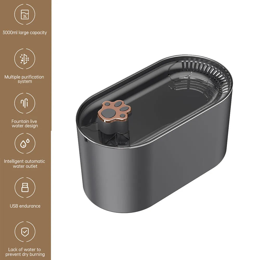 Berlin blue automatic pet water fountain with LED light indicator and triple filter system