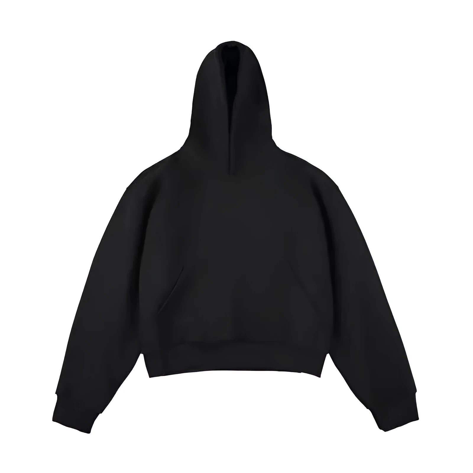 Short Chinese cotton velvet hooded sweater in dark grey with removable hood and long sleeves for street fashion
