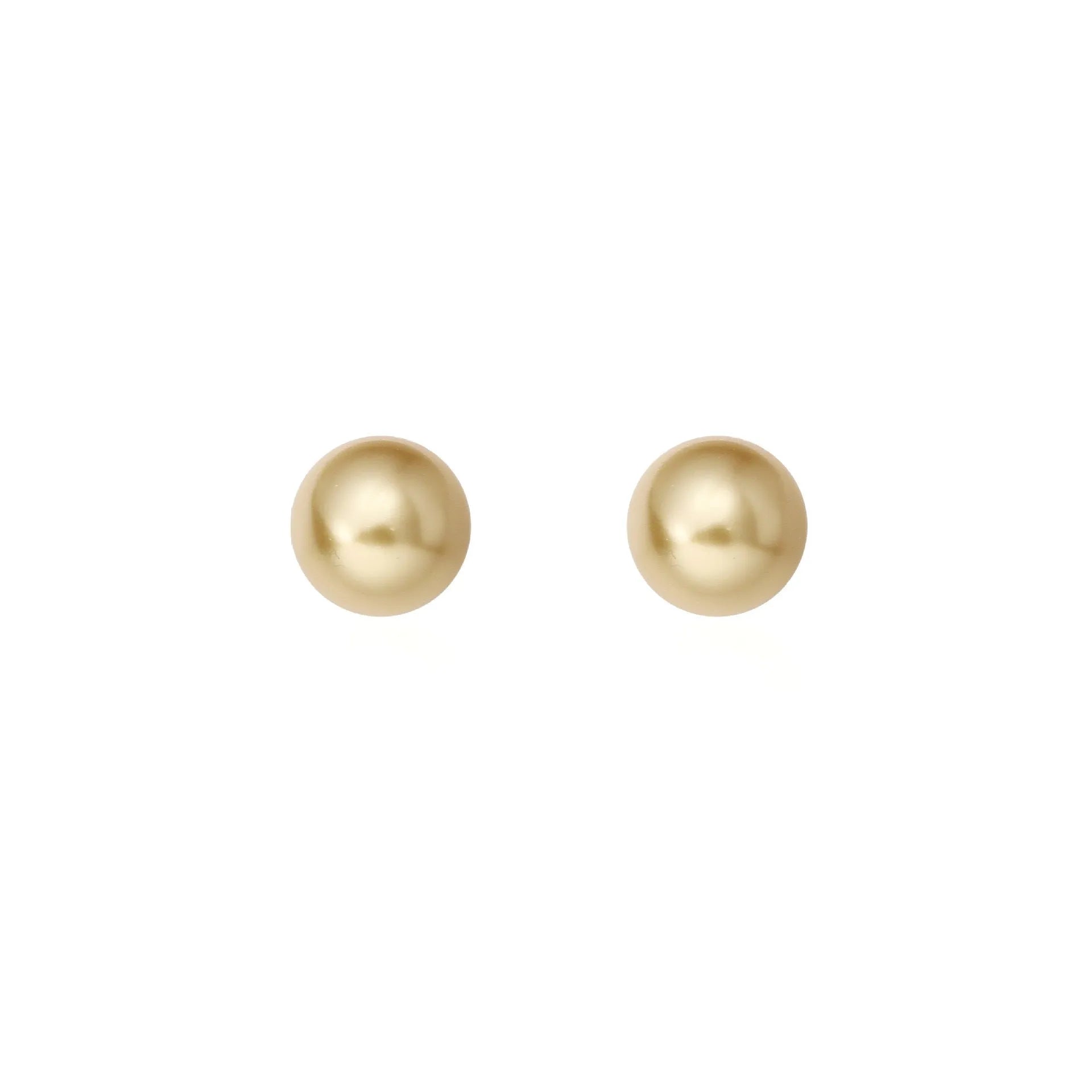 Geometric large pearl stud earrings with an eight-point star detail on a silver setting.