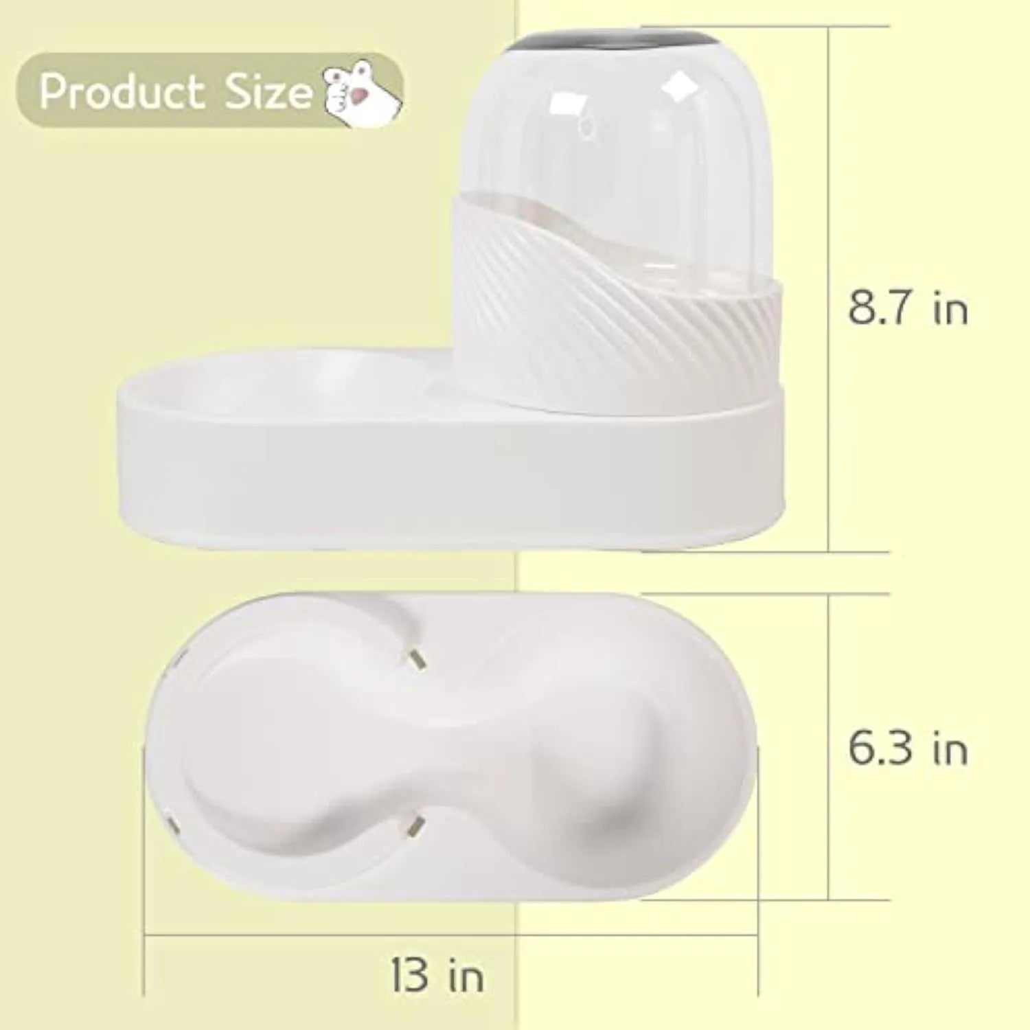White automatic gravity cat feeder and water dispenser set with wave-patterned design.
