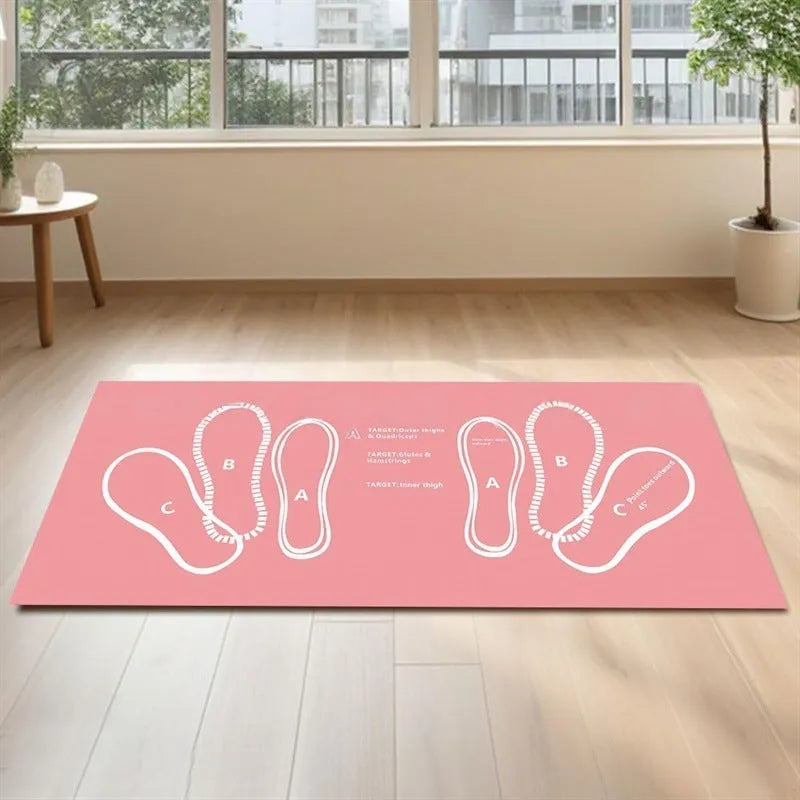 Simple solid colour Pilates squat mat with footprints, 35x80cm, polyester fibre, modern simplicity style