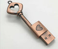Heart shaped bronze key storage USB 2.0 pendant flash drive with metal shell