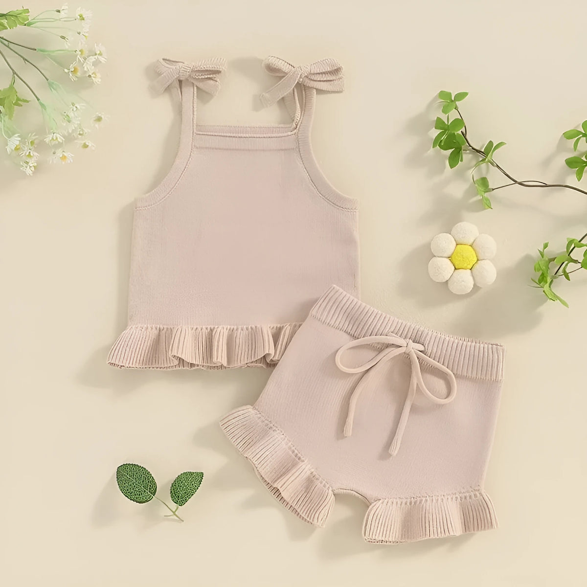 Baby girl knitted corduroy shorts clothing suit in khaki, pink, purple, red options for sizes 3M to 18M