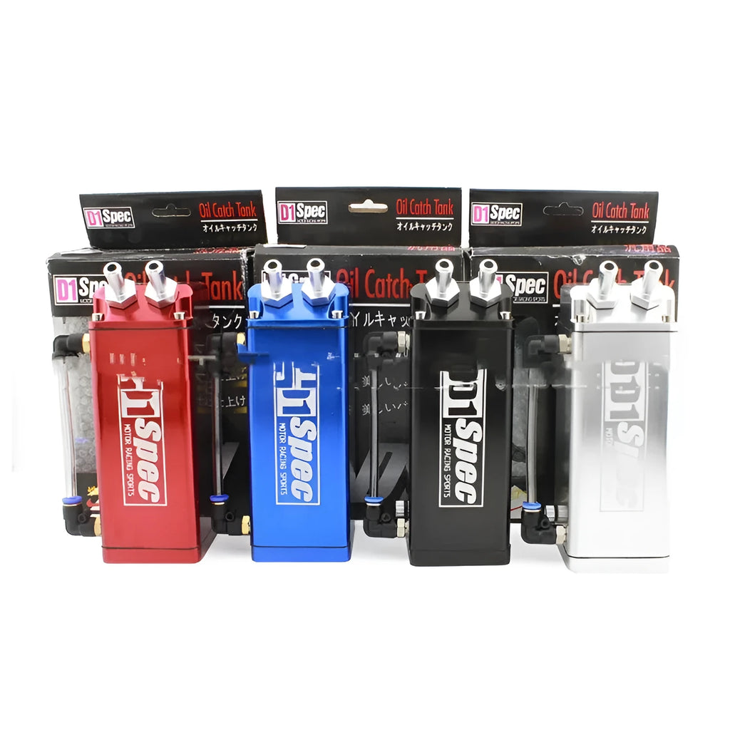 Oil catch tank for car modification in choice of colours and round or square shapes