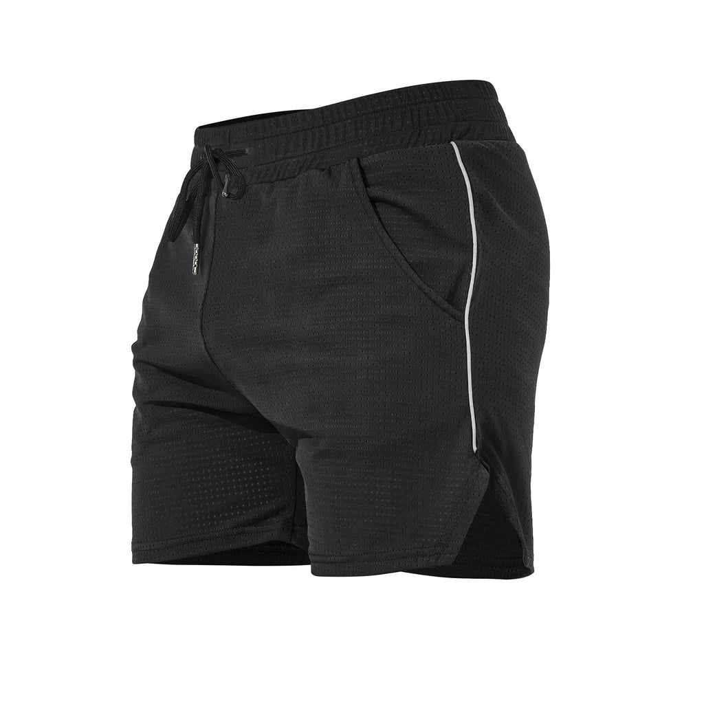 Men's fitness sports casual shorts in straight leg style with polyester fabric