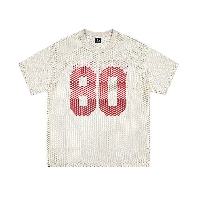 Cotton short sleeve letter print jersey in black, loose fit pullover for leisure