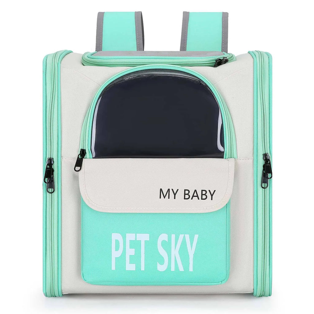 Pet bag outdoor portable backpack breathable Oxford cloth carrier in black