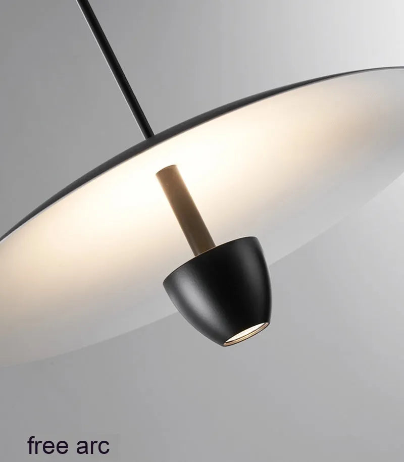 Black modern minimalist chandelier with 400mm diameter and warm white light