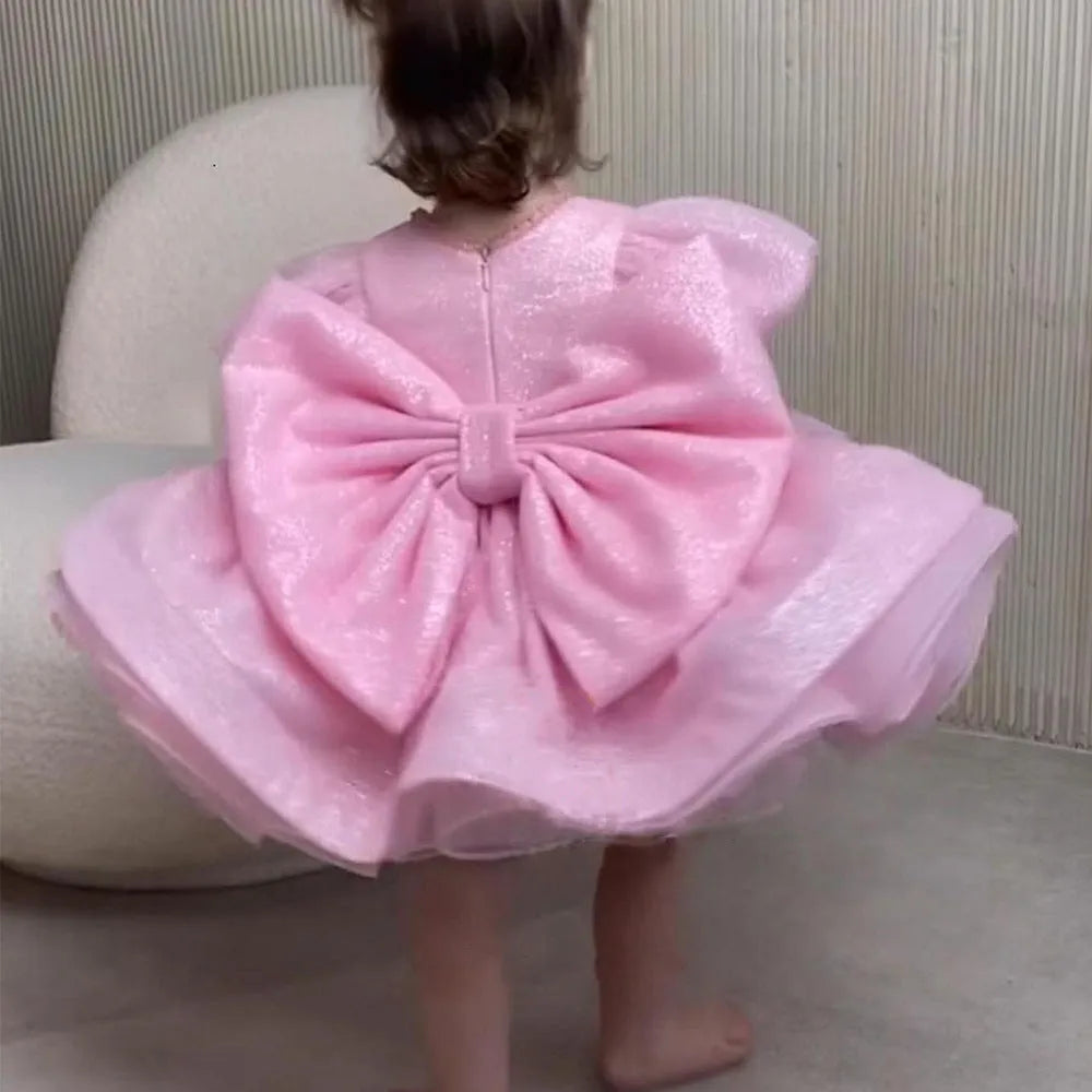 Girls pink tulle tutu princess dress for flower girl and evening wear, sizes 80cm to 150cm