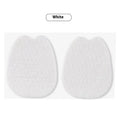 White thin felt self-adhesive patch for protecting the tongue of a shoe from wear.